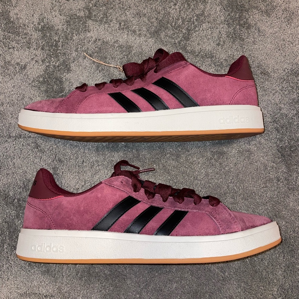 NWT Adidas Suede Grand Court Burgundy Sneakers  Size 13